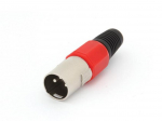 3P MALE XLR PLUG - NICKEL - RED