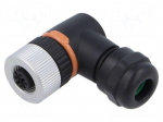 Connector: M12 | plug | PIN: 3 | female | 250V | angled 90&deg; | IP67 | 4A