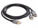 Cable | DisplayPort plug,HDMI plug,USB A plug | PVC | 1.8m | black