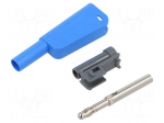 Laboratory connector: 4mm banana | 32A | 1kV | blue | nickel plated