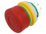 Switch: emergency stop | 22mm | Stabl.pos: 2 | NC + NO | red | IP65 | XW