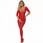 Crotchless Bodystocking Sublime One Size Red Roses Pattern D-241331