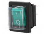 ROCKER | DPST | Pos: 2 | OFF-ON | 16A/250VAC | green | neon lamp 250V