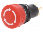 Switch: emergency stop | Stabl.pos: 2 | NC + NO | 16mm | red | none | IP65