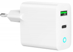 Charger Gembird USB Type-C + USB Type-A LED White