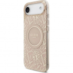 Back panel cover Guess Apple iPhone 17 Air Silicone case with MagSafe Flowers Allover with Pearl Strap Pink