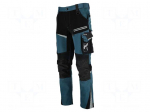 Dungarees | Size: XL | turquoise- black | STRETCH | slim-fit | 270g/m2