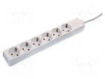 Extension lead | 3G1.5mm2 | 1.4m | PVC | white | Sockets no: 6 | 16A