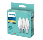 PHILIPS LED 40W B35 E14 Silti balta 2700K matēta 3 gab spuldze 8719514313385 929003541133