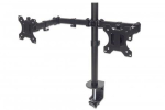 Manhattan Dual Desk Mount for TV & Monitors (Full Motion), For screens 10" to 27", Clamp Assembly, VESA compatibility: 75x75 and 100x100mm - check the dimensions of the four mounting holes on back of screen to ensure it fits, Max 8kg (each), Black, B ...