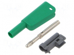 Laboratory connector: 4mm banana | plug | 32A | 1kV | green | soldered