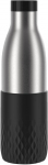 Emsa Bludrop sleeve insulated drinking bottle 0.7 liters, thermos bottle (black, stainless steel, silicone sleeve)