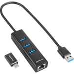 Sharkoon USB-jaotur 3xUSB3.2 1xRJ45 45cm kaabel alumiinium Black