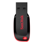 SanDisk Cruzer Blade USB Flash Drive 128GB, Black/Red