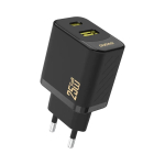 Dudao A26T tīkla lādētājs | 25W | GaN | USB-C, USB-A | melns