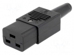 Connector: AC supply | plug | female | 16A | 250VAC | IEC 60320 | C19 (J)