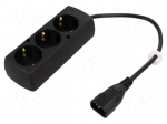 Cable | IEC C14 male,CEE 7/3 (F) socket | 0.3m | Sockets: 3 | black