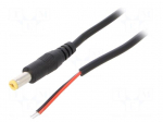 Cable | 2x0.5mm2 | wires,DC 5,5/2,1 plug | straight | black | 3m | round