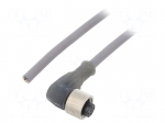 Cable: for sensors/automation | M12 | PIN: 5 | angled | 10m | plug | 63VDC