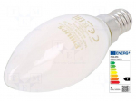 LED lamp | white warm | E14 | 230VAC | 470lm | P: 4.3W | 2700K | CRImin: 80