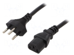 Cable | H05VV-F | 3x1mm2 | IEC C13 female,SEV-1011 (J) plug | PVC