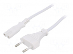 Cable | 2x0.75mm2 | CEE 7/16 (C) plug,IEC C7 female | PVC | 3m | white