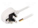 Cable | 3x1mm2 | BS 1363 (G) plug,wires | PVC | 5m | white | 13A