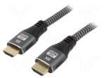 Cable | HDMI plug,both sides | textile | HDMI 2.1 | 1m | black | Core: Cu