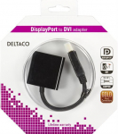 DELTACO DisplayPort to DVI-I Dual Link adapter, 20-pin male - DVI-D 24 + 1 pin female, black, 0.2m / DP-DVI14-K