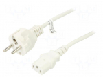 Cable | 3x1mm2 | CEE 7/7 (E/F) plug,IEC C13 female | PVC | 5m | white