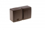 BETA block surface switch 1+1 + socket with grounding and cover brown IP44