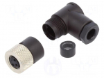 Connector: M8 | plug | female | 768 | 4A | 60V | PIN: 3 | IP67 | angled 90&deg;