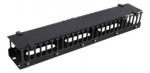 DELTACO 19 "cable handler, metal / plastic, finger channel and lead, 2U, black / 19-20