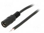 Cable | 2x0.5mm2 | wires,DC 5,5/2,5 socket | straight | black | 2m
