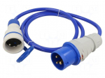 Extension lead | 3x2.5mm2 | 1.5m | PUR | blue | Sockets no: 1 | 16A