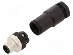 Connector: M12 | plug | male | 713 | 8A | 250V | PIN: 4 | IP67 | straight | PA