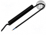 Wire: coiled | 2x0.15mm2 | unshielded | PUR | black | 300V | 0.5m | 2m
