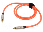 Cable | RCA plug,both sides | 1m | Plating: gold-plated | orange