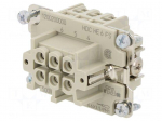 Connector: HDC | female | HDC | PIN: 6 | 24A | 500V | 6+PE | size 3 | screws