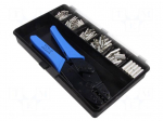 Tools set: for crimping push-on connectors, terminal crimping