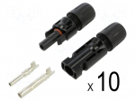 Connector: solar | plug | male + female | 30A | 1kV | IP67 | straight