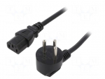 Cable | 3x1mm2 | IEC C13 female,IS1-16P (H) plug angled | PVC | 1.8m