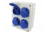 Electric switchboard | IP44 | wall mount | Des: plug socket 250V x4