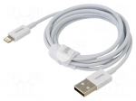Cable | Apple Lightning plug,USB A plug | 1.5m | white | 2.4A