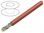 Wire | U/UTP | 4x2x25AWG | 5e | wire | Cu | PVC | red | 305m | &Oslash;cable: 5mm