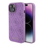 Back panel cover Guess  Guess GUHCP15SP4EPMU iPhone 15 6.1" purple/light purple hardcase Leather 4G Stamped