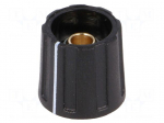 Knob | with pointer | ABS | &Oslash;shaft: 6mm | &Oslash;16x15.5mm | black | A2616