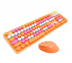 MOFII Sweet Wireless Keyboard and Optical Mouse 2,4G USB Orange - Multi Color Buttons