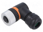 Connector: M12 | plug | PIN: 5 | female | 30V | angled 90&deg; | IP67 | 2A | 1mm2