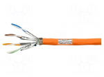 Wire | S/FTP | Cat 7 | 4x2x23AWG | OFC | wire | LSZH | orange | 100m | CPR: Dca